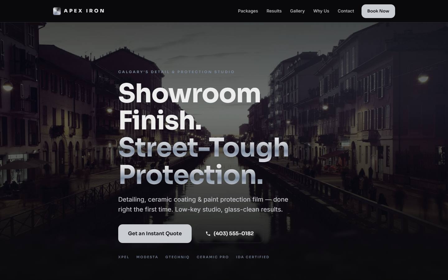 Example website for Apex Iron Auto Studio