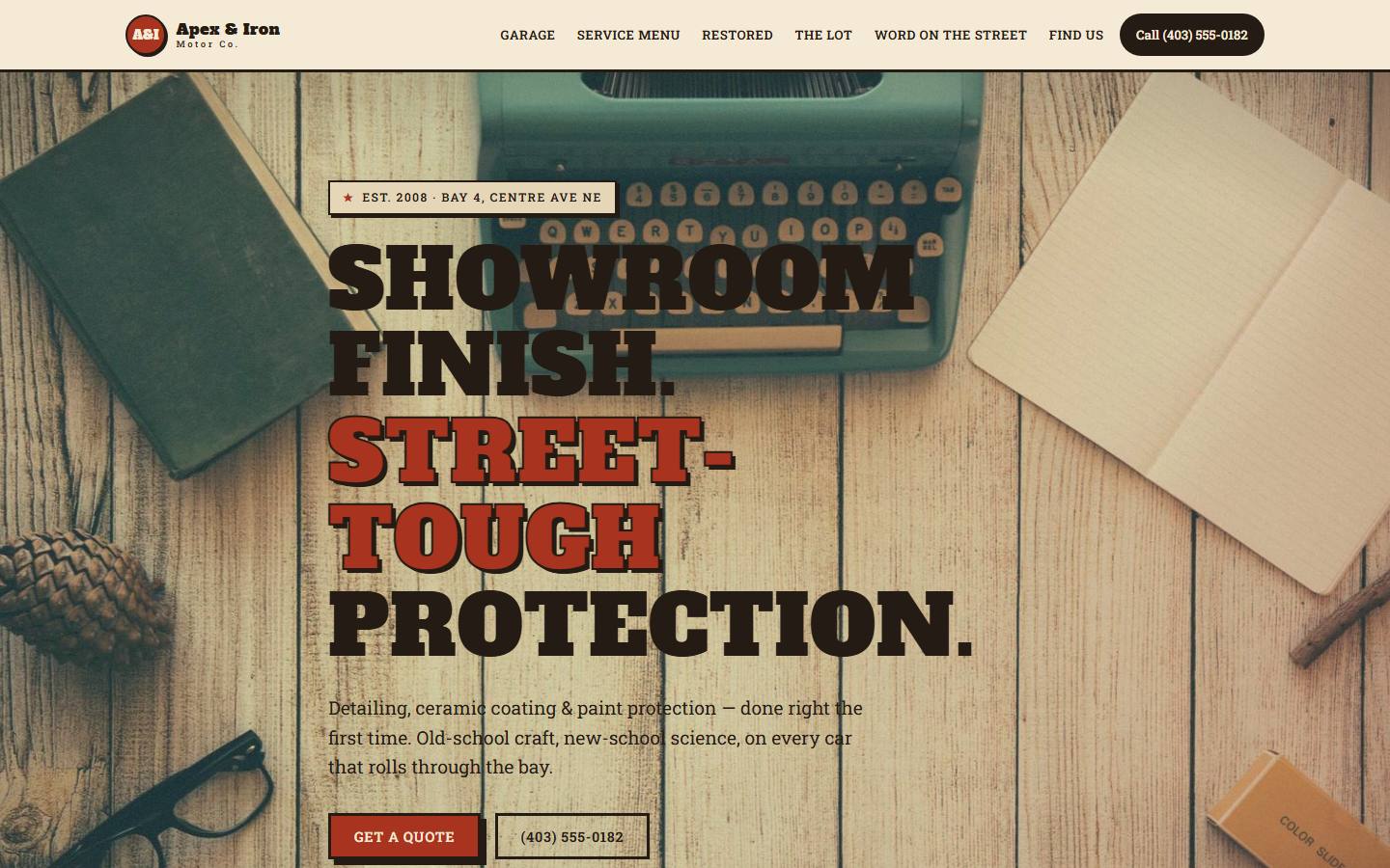 Example website for Apex & Iron Motor Co.