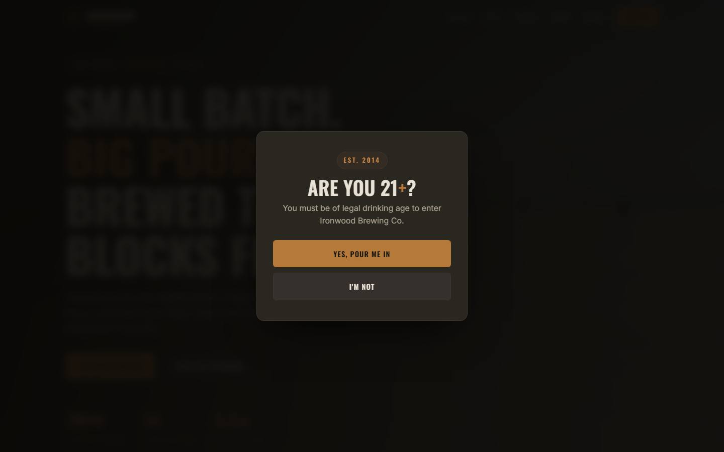 Example website for Ironwood Brewing Co.