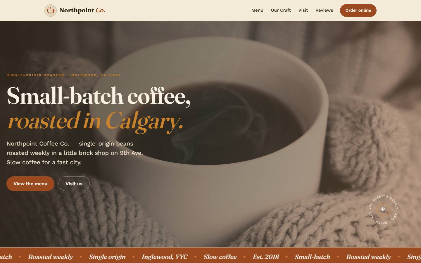 Example website for Northpoint Coffee Co.