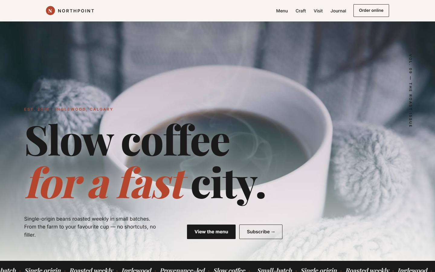 Example website for Northpoint Coffee Roasters
