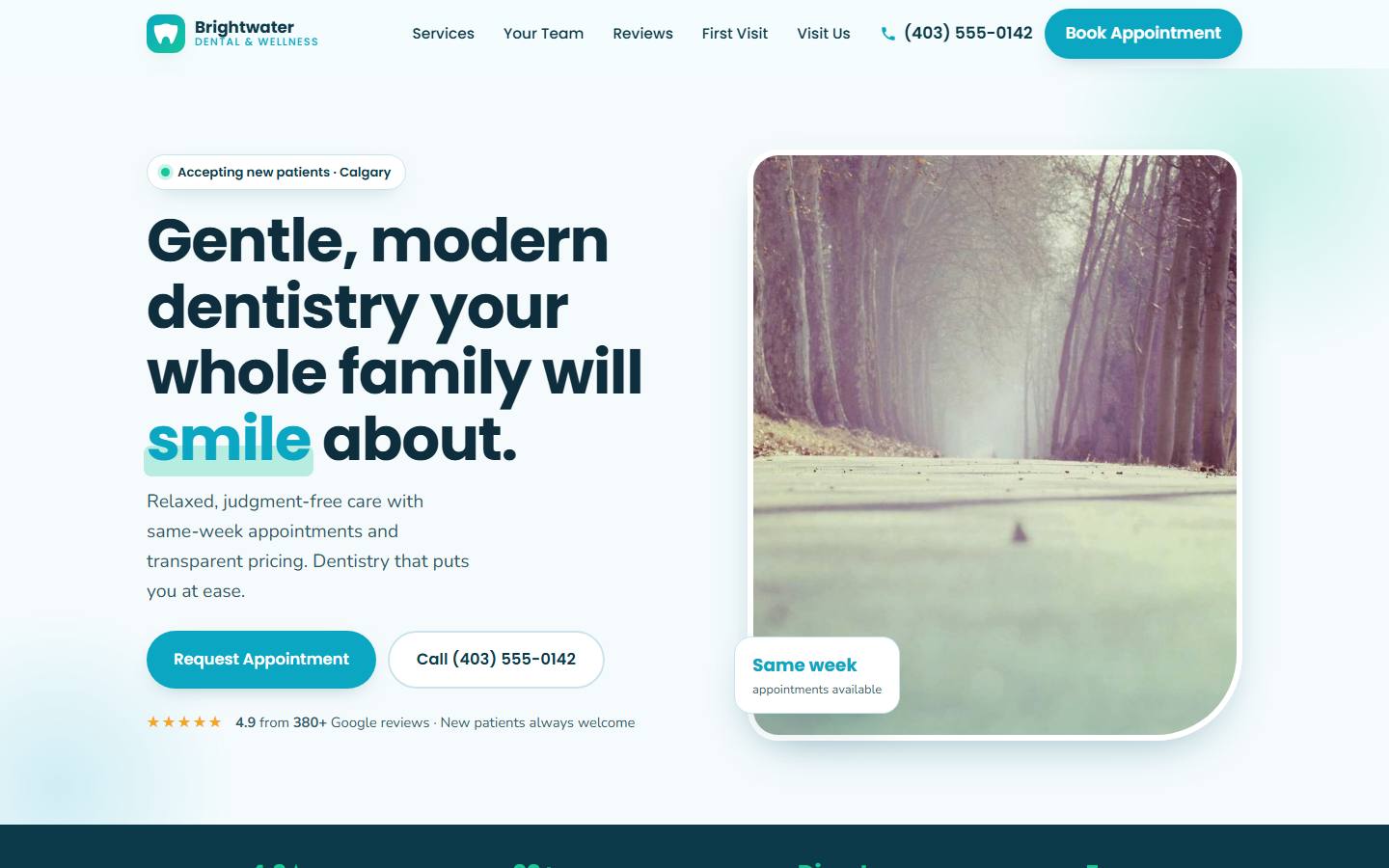 Example website for Brightwater Dental & Wellness