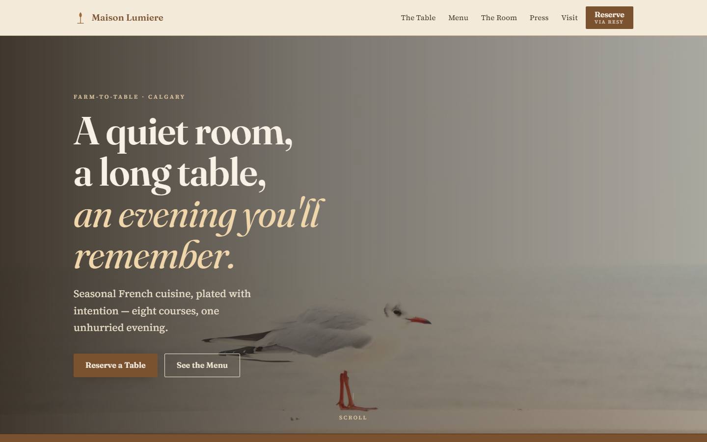 Example website for Maison Lumiere