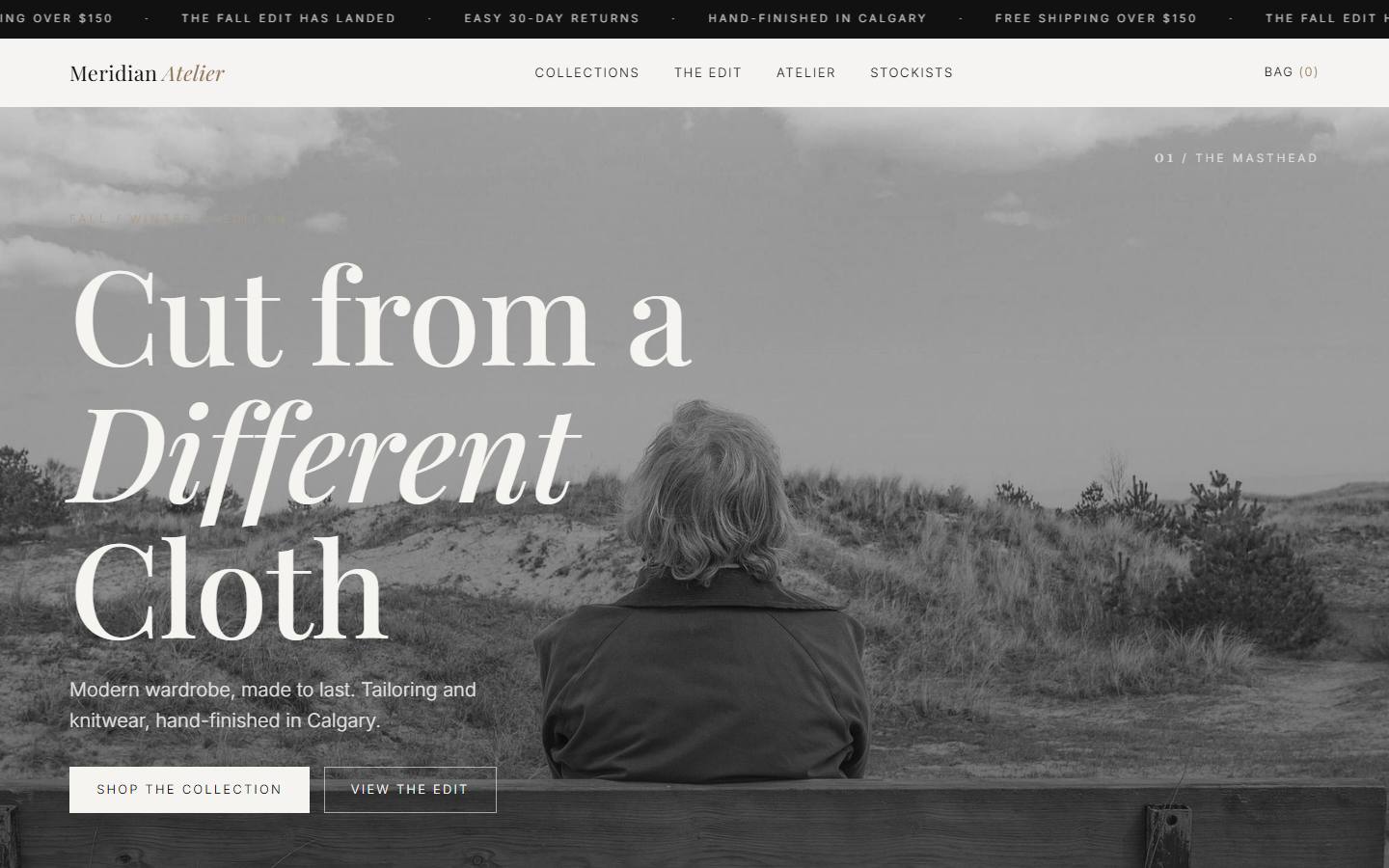 Example website for Meridian Atelier