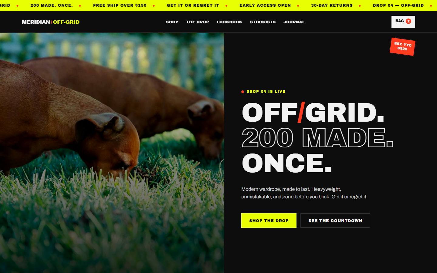 Example website for MERIDIAN / OFF-GRID