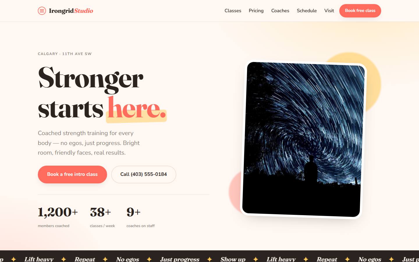 Example website for Irongrid Studio