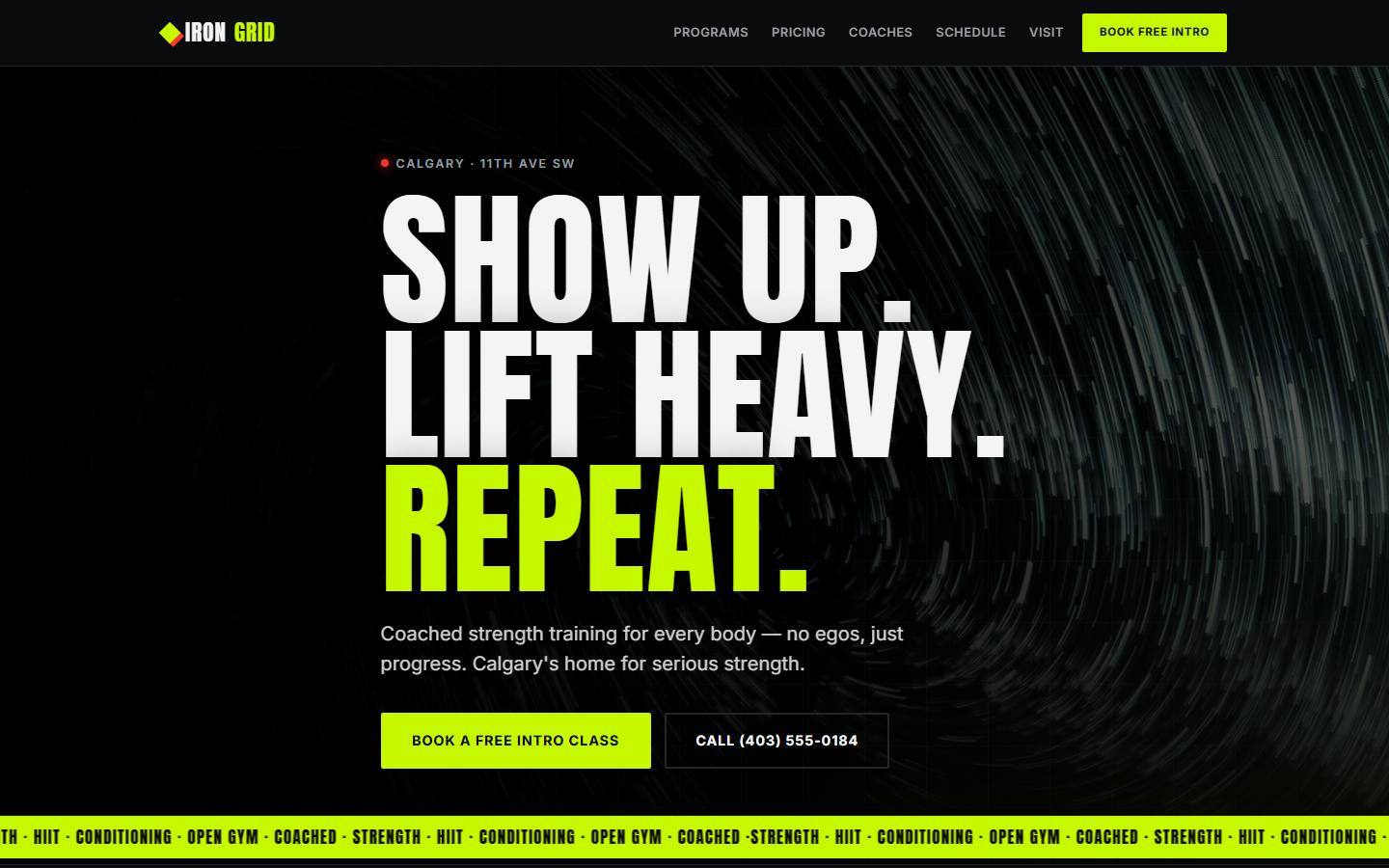 Example website for IRONGRID Strength Co.