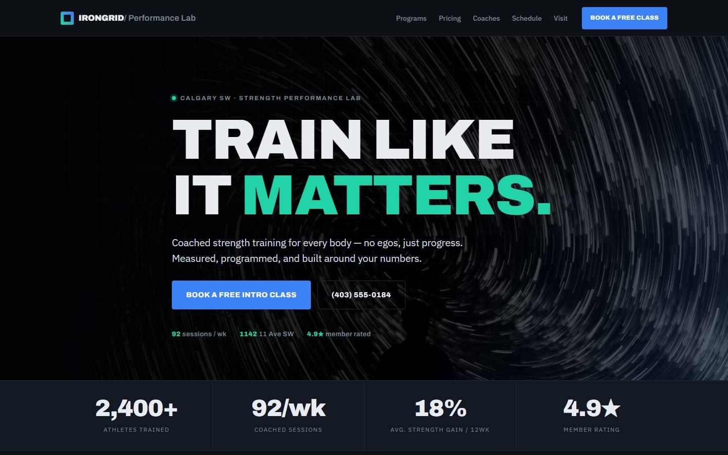 Example website for IRONGRID / Performance Lab
