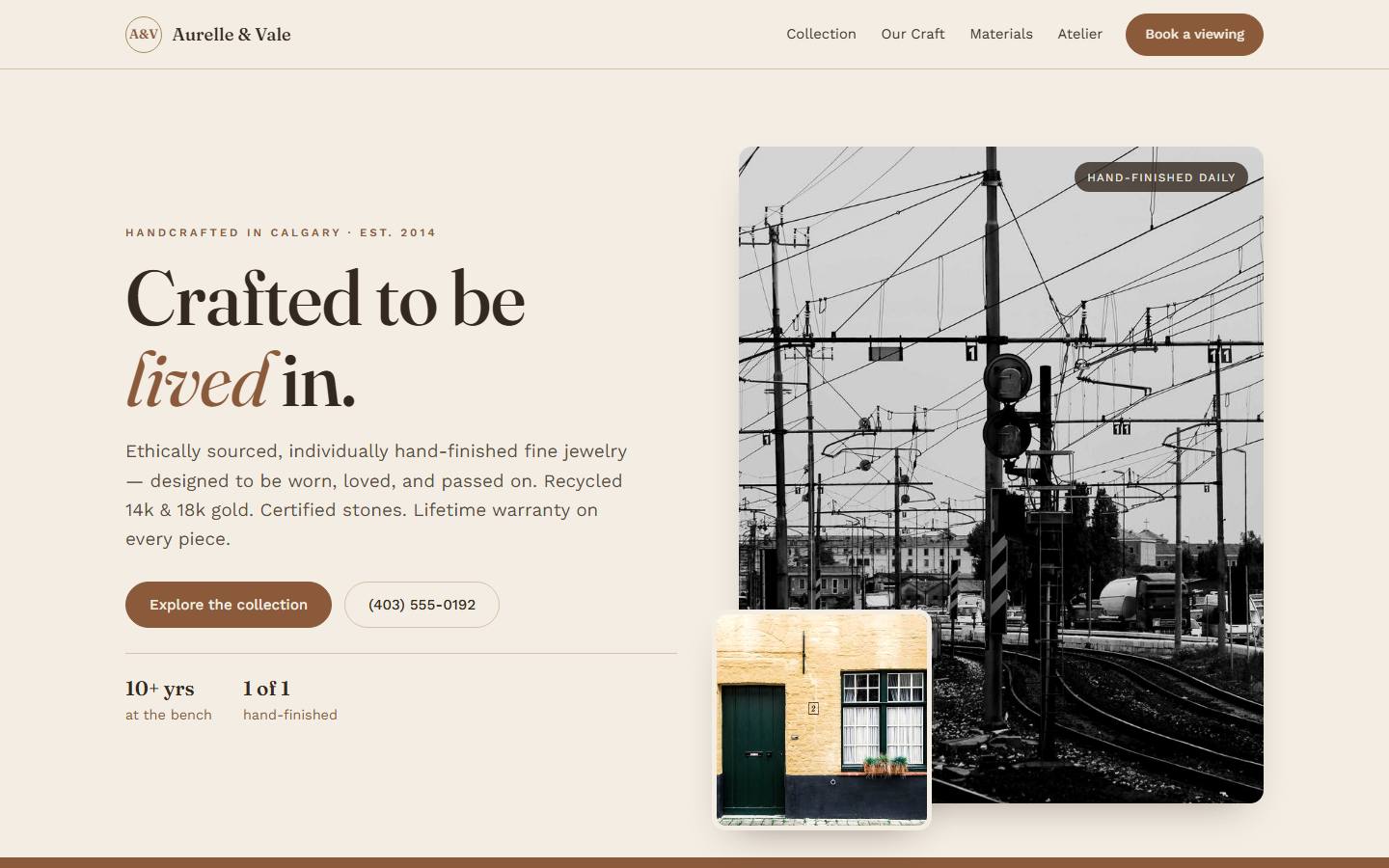 Example website for Aurelle & Vale — Fine Jewelry Atelier