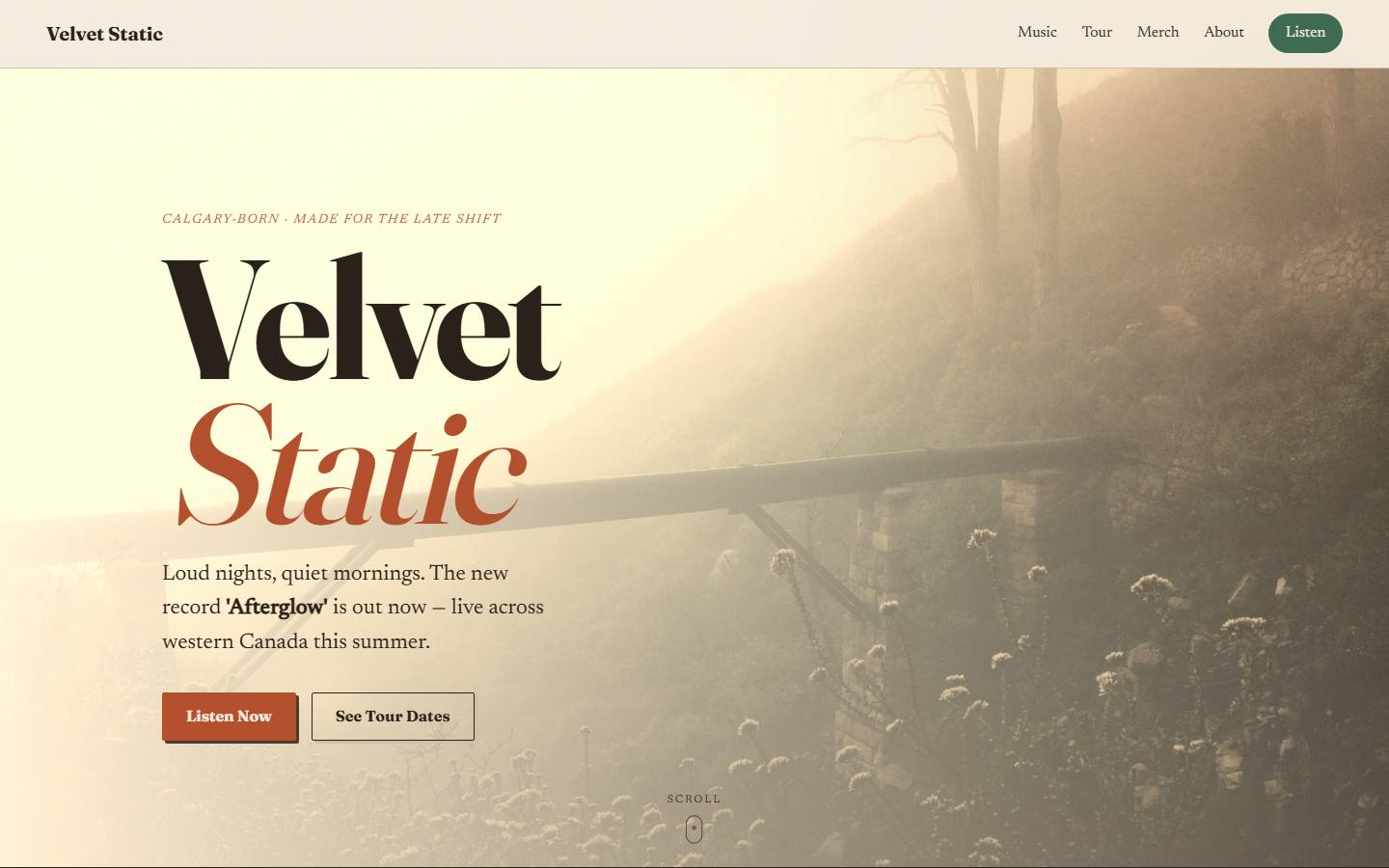 Example website for Velvet Static