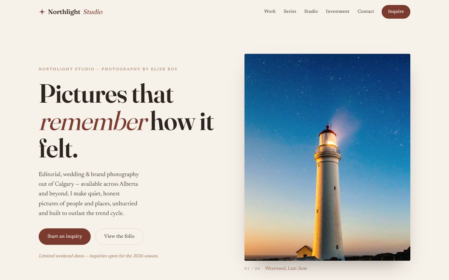 Example website for Northlight Studio